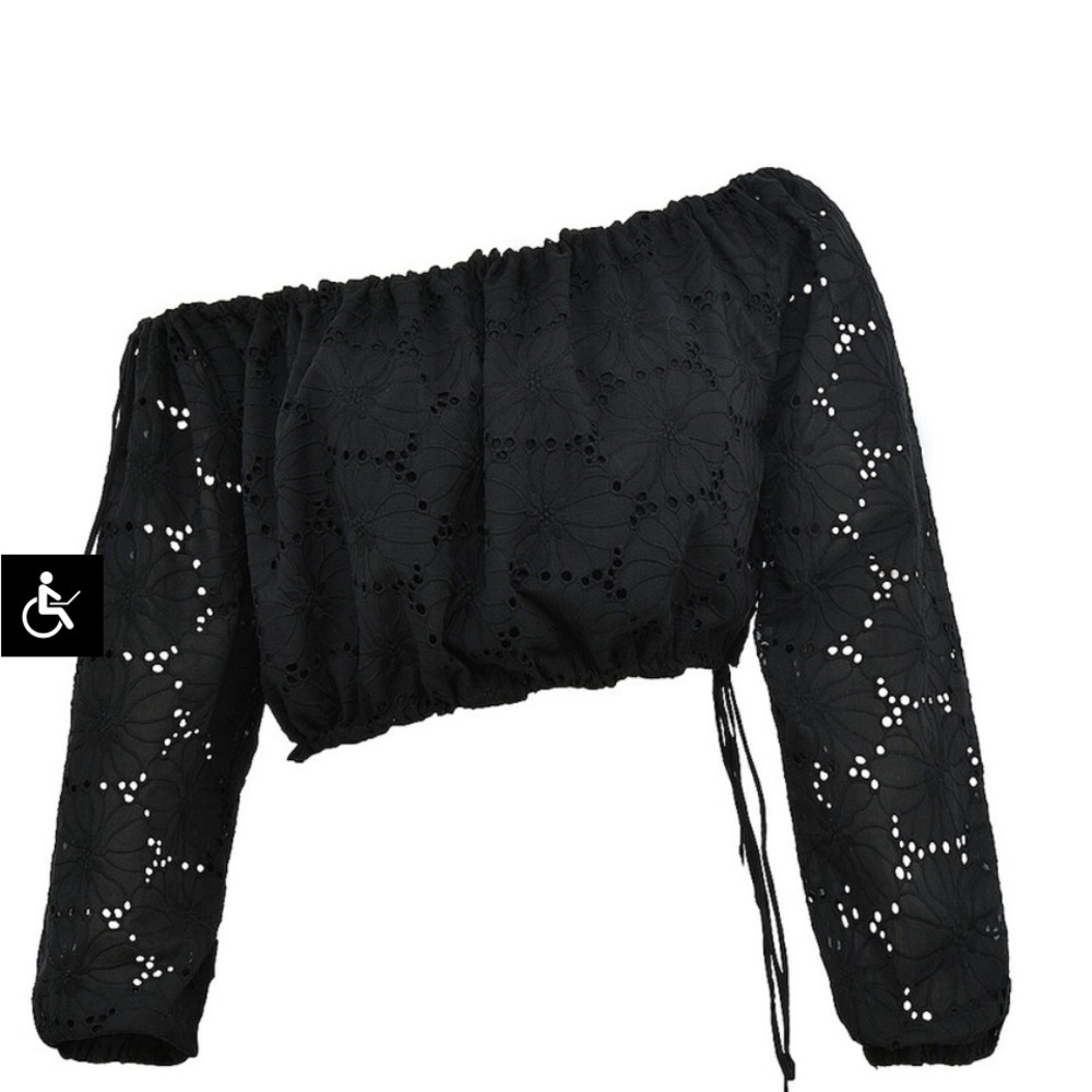 Women's Black Eyelet Two-Piece Skirt Set - Picture 2 of 11